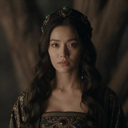 Woman with Bejeweled Headpiece in Forest