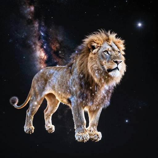 Celestial Starlight Lion in Nebula