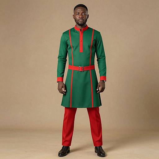 Wakanda Costume Man in Green and Red