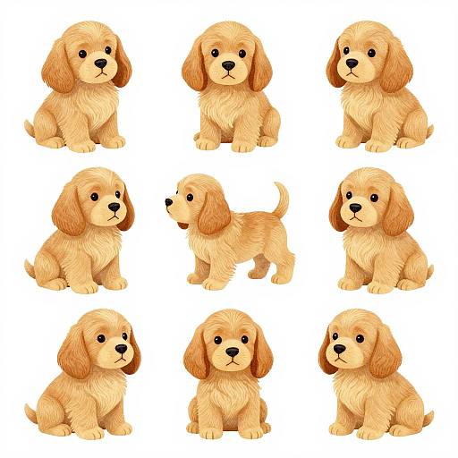 Golden Cocker Spaniel Puppy Illustrations