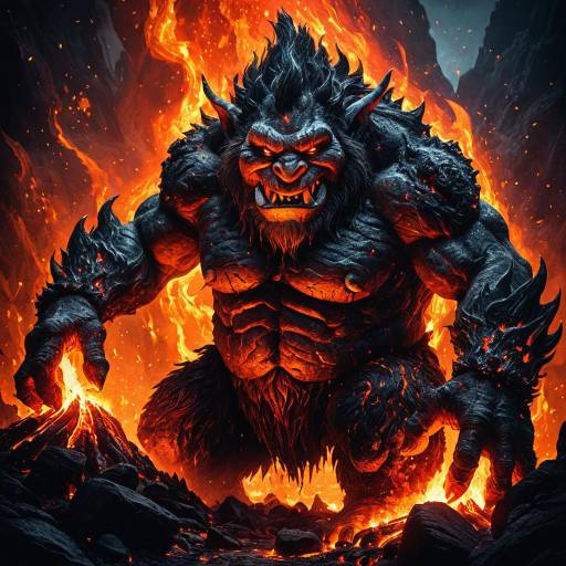 Molten Lava Fantasy Troll with Fiery Embers