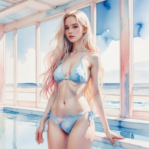 Serene Blonde in Watercolor Dreamscape