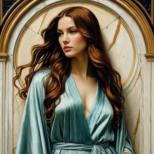 Elegant Woman in Flowing Silk Robe Digital Painting