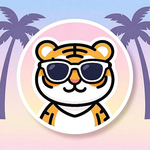 Vaporwave Tiger Avatar Vector Art