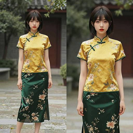 Stunning Girl in Floral Outfit