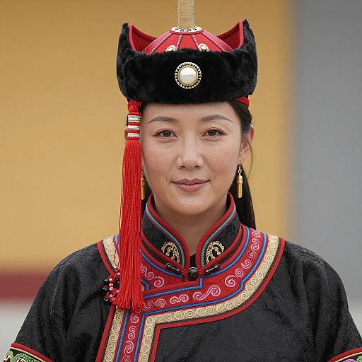 Asian Woman in Traditional Mongolian Costume