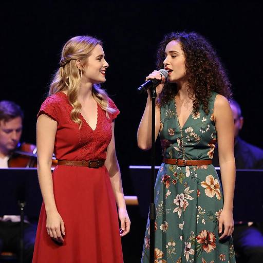 Dynamic Duo: Women Singing on Stage