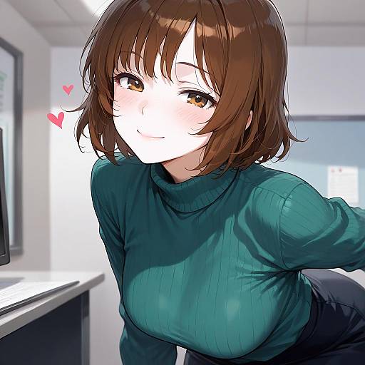 Expressive Solo Girl in Cozy Office