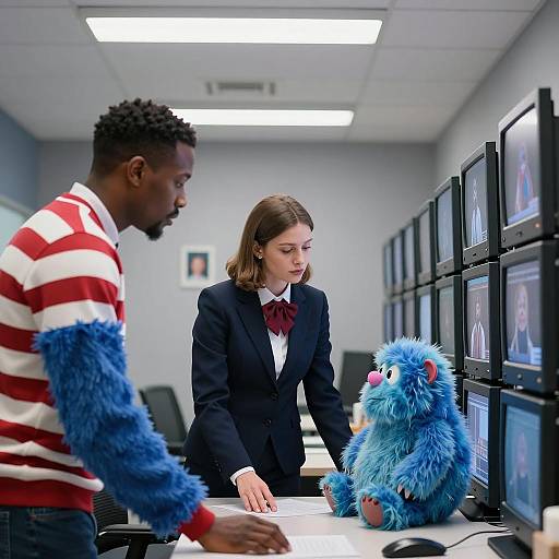 Office Scene with Unique Characters