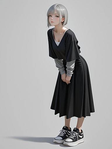Realistic Minimalist Full-Body Woman Outfit Photo