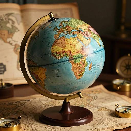 Realistic Spinning Globe on Stand