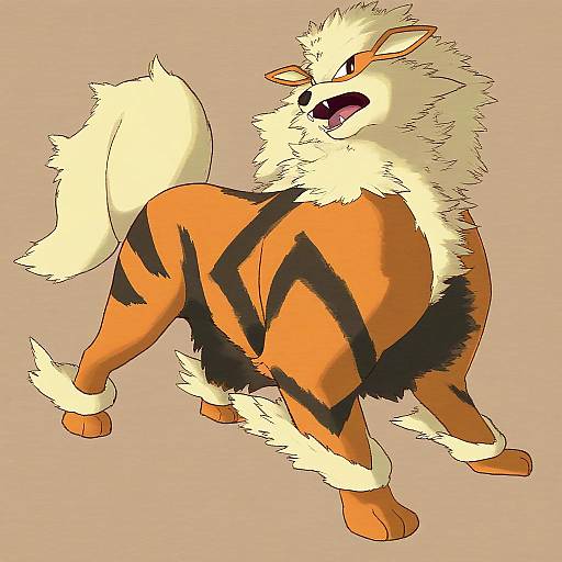 Illustration of Arcanine, pokemon in the style of U-non (annon'an)