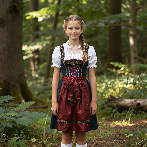Photorealistic Bavarian Girl in Forest