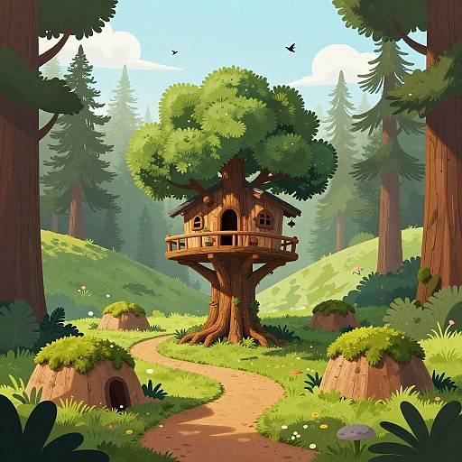 Whimsical Redwood Forest Treehouse