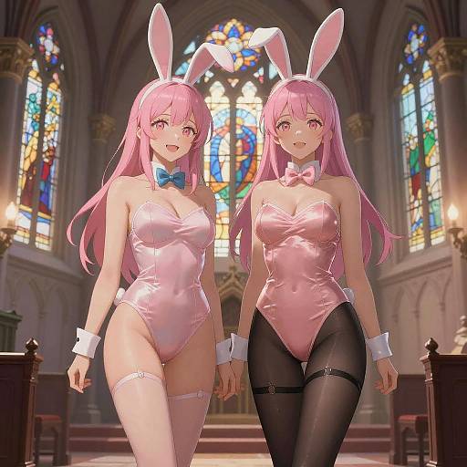 Gothic Bunny Girls in Anime Style