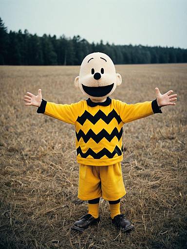 Man in Charlie Brown Costume Outdoors