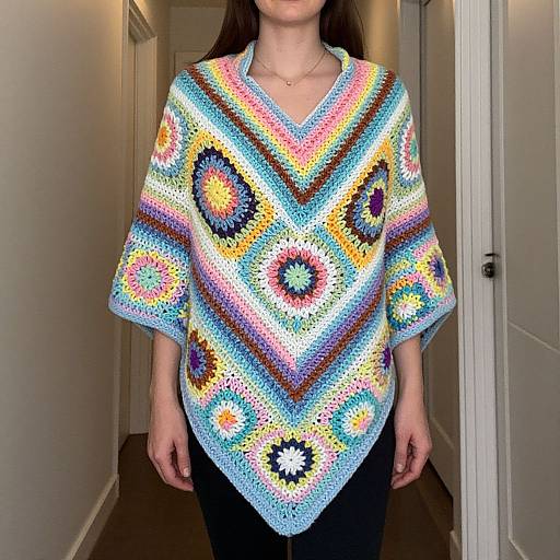 Colorful Crochet Shawl in Hallway