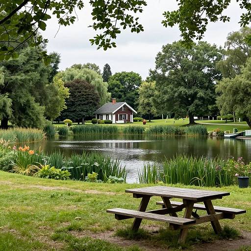 Scenic Pond View from Cottage Picnic