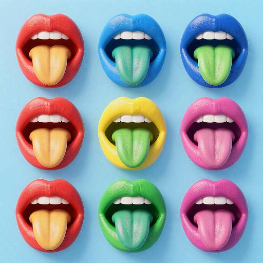 Alternating Jewel-Tone Lips, Lime Tongues