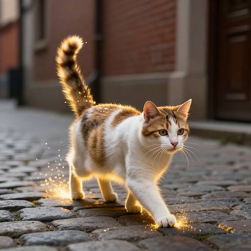 Majestic Glowing Cat in Alley