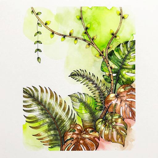 Vibrant Jungle Vine Line Art