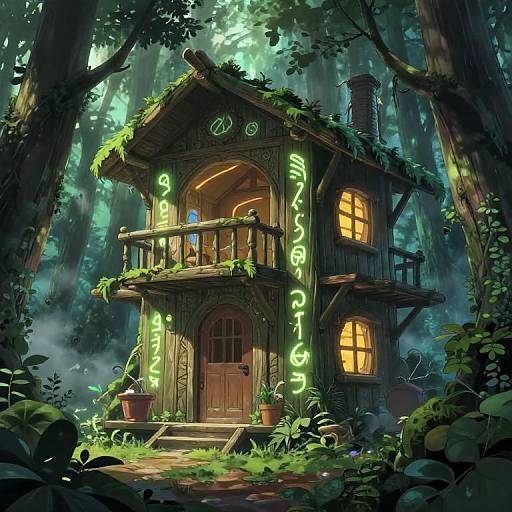 Mystical Anime Forest Hut