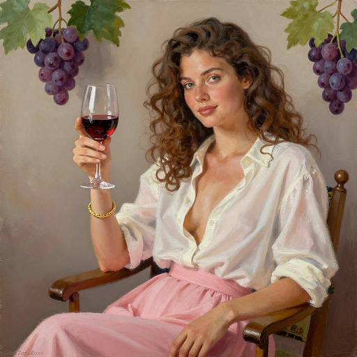 Elegant Woman with Wine and Grapes