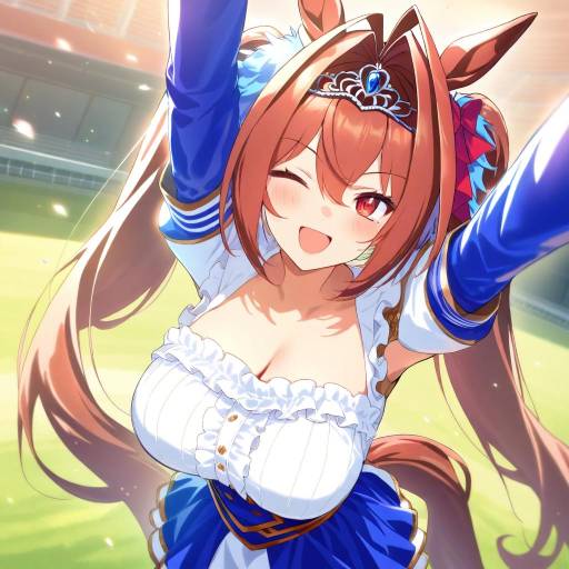 Charming Horse Girl with Twintails