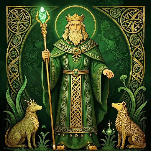 Celtic Druid with Glowing Staff