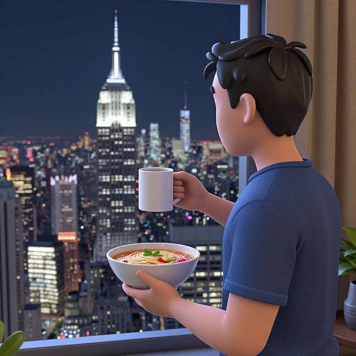 Man Enjoying NYC Night View