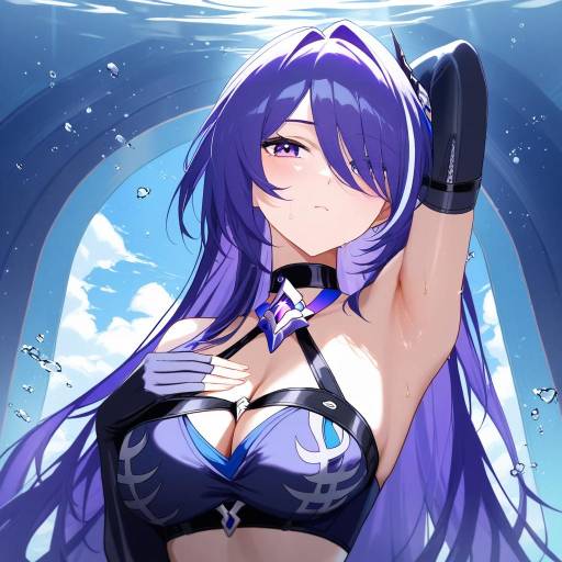 Elegant Anime Girl in Underwater Vista