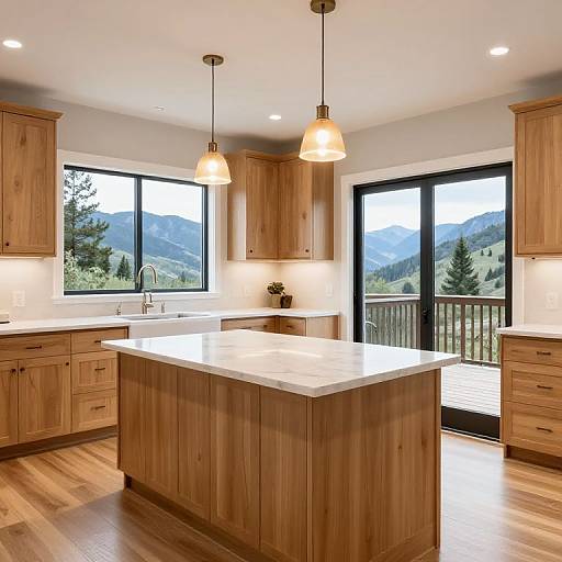 Modern Kitchen with Mountain Views