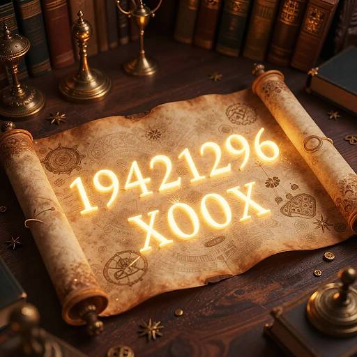 Glowing Alphanumeric Scroll in Mystic Library