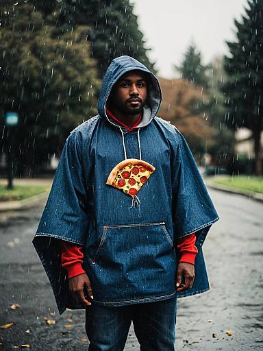 Adult Male in Pizza Poncho Costume