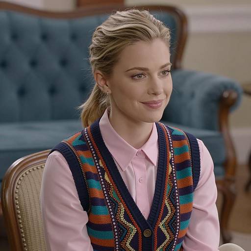 Joyful Woman in Colorful Living Room