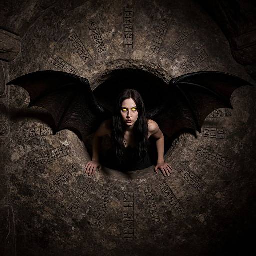 Winged Woman in Medieval Dungeon