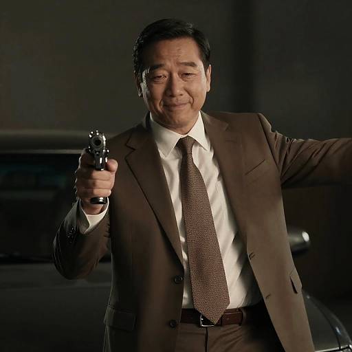 Middle-Aged Man with Handgun Portrait