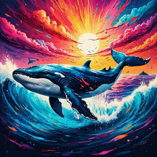 Surreal Whale in Vibrant Sky
