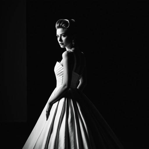 Elegant Woman in Gown with Soul Patch Hairstyle