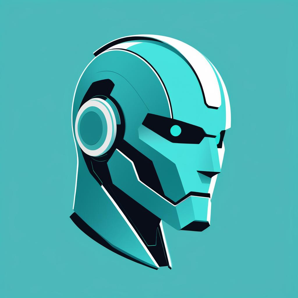 Minimalist Robot Illustration in Muted Teal