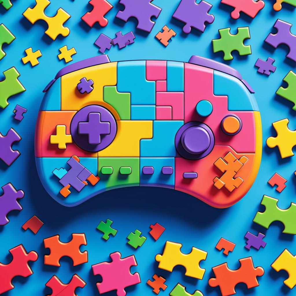 Colorful Puzzle Piece Video Game Controller