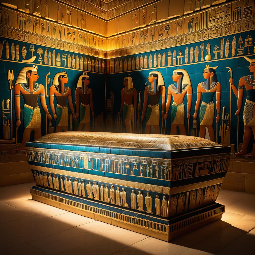 Dramatic Ancient Egyptian Sarcophagus Scene