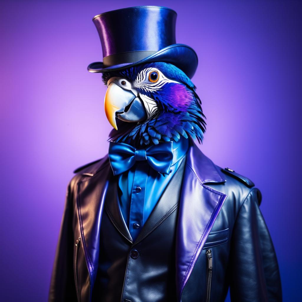 Dapper Parrot in Biker Attire