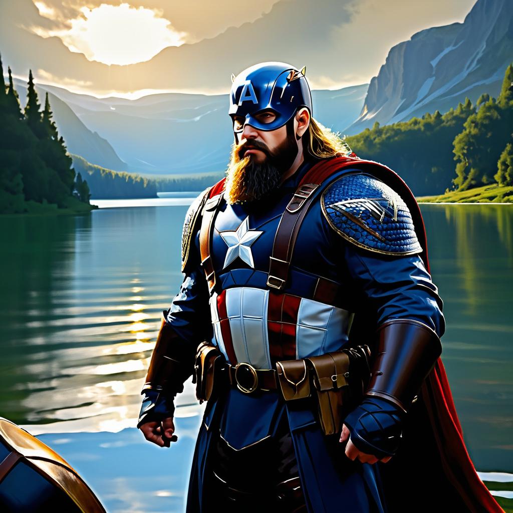 Captain America as Gimli in Fantasy Scene