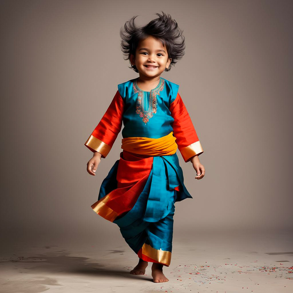 Joyful Boy in Traditional Navratri Attire