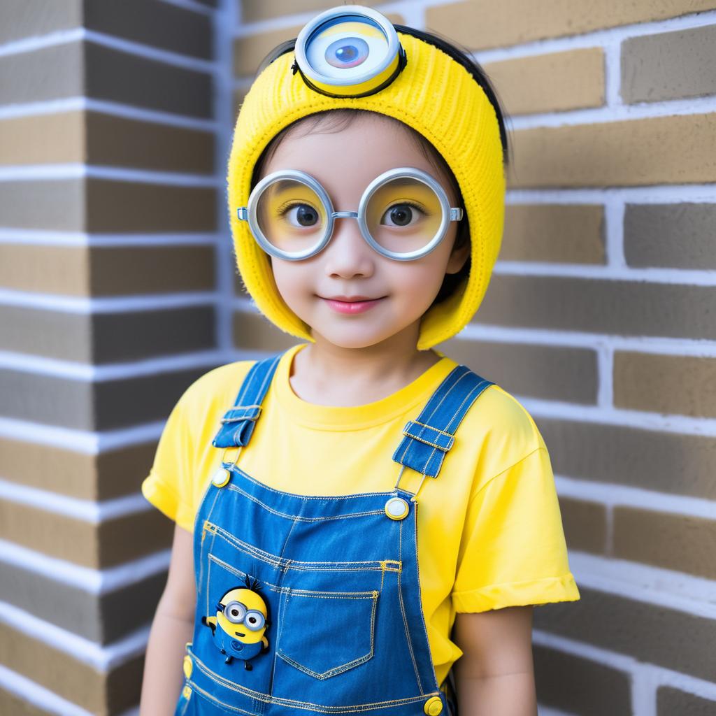 Happy Minion Girl in Halloween Makeup