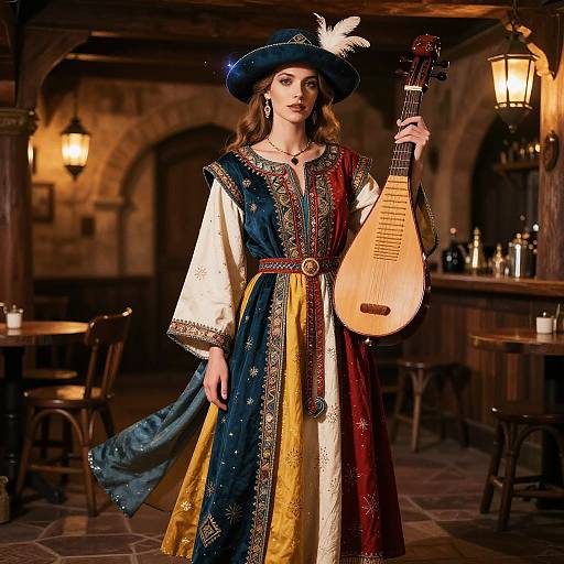 Elegant Bard in Medieval Fantasy Attire