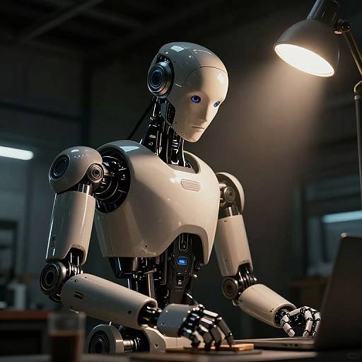 Futuristic Robot in Chiaroscuro Spotlight