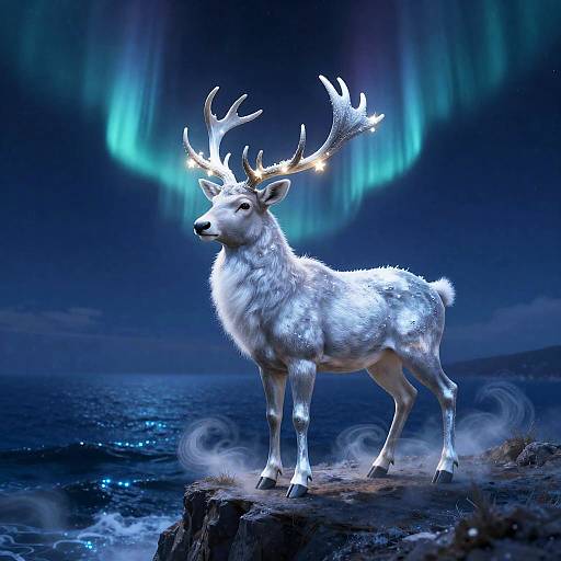 Moonlit Celestial Stag with Lantern Antlers