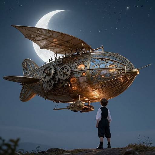 Futuristic Art Nouveau Airship Adventure